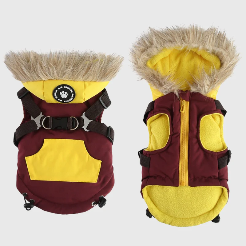 Manteau avec capuche pour chien avec harnais intégré – Image 3