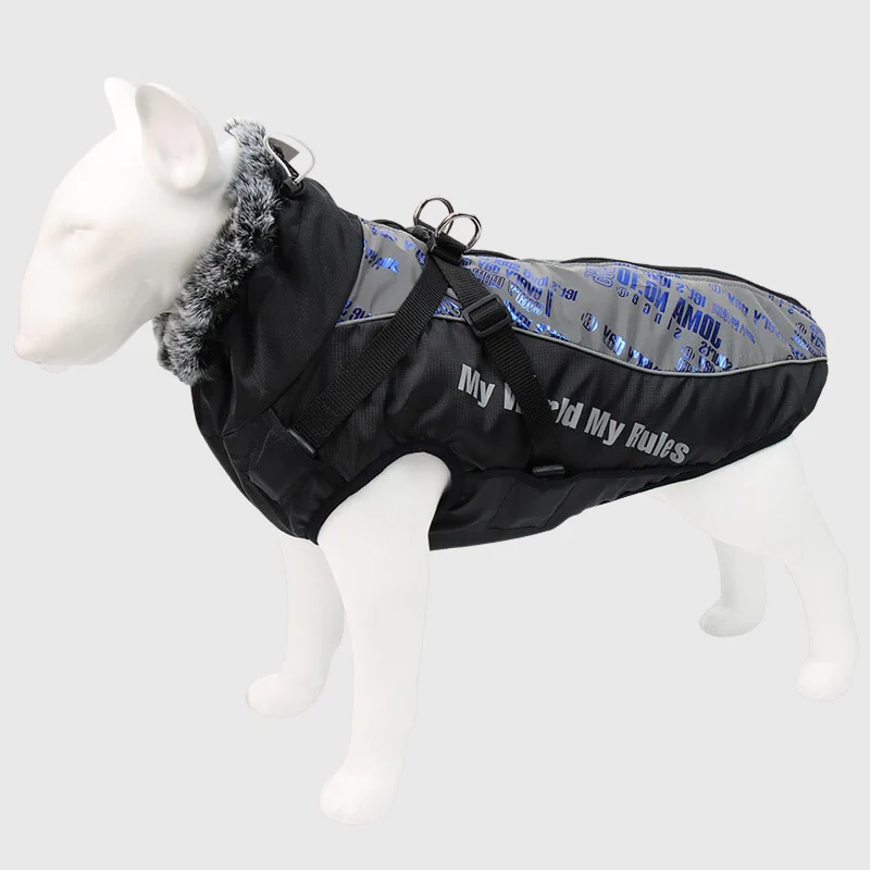 Manteau imperméable pour chien avec harnais intégré – Image 3