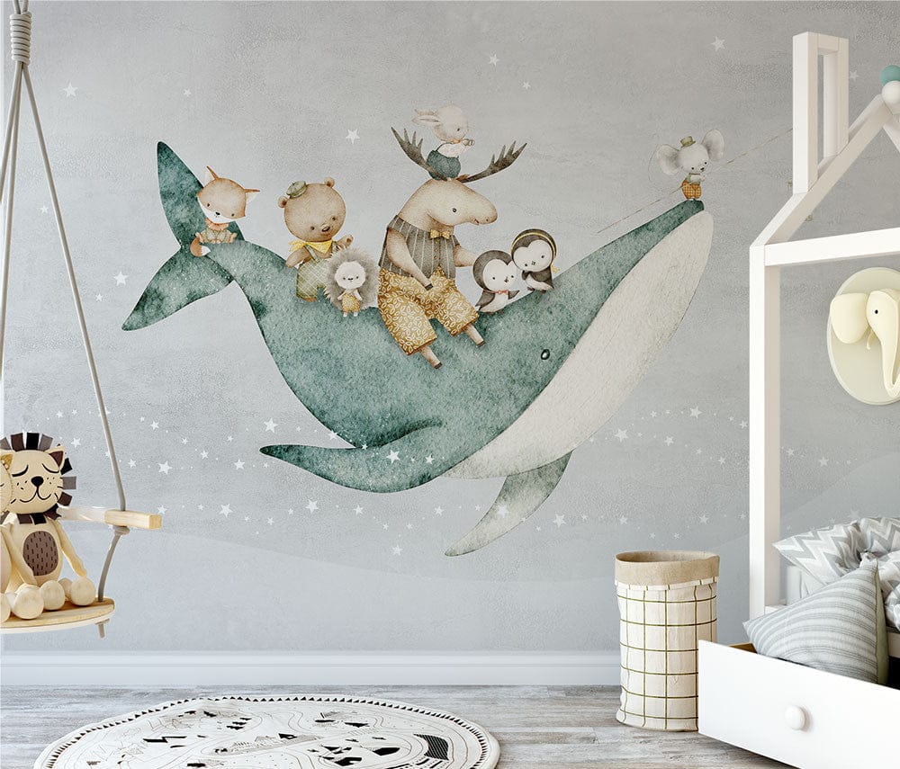 Papier peint panoramique Baleine et ses amis dans les airs – Image 2
