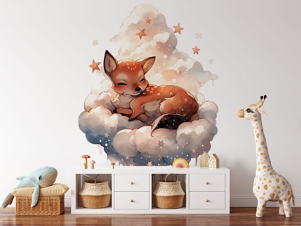 Papier peint enfant panoramique bébé biche dans les nuages – Image 2
